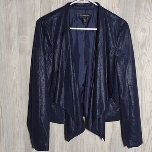 Faux Suede Metallic Blue Draped Jacket